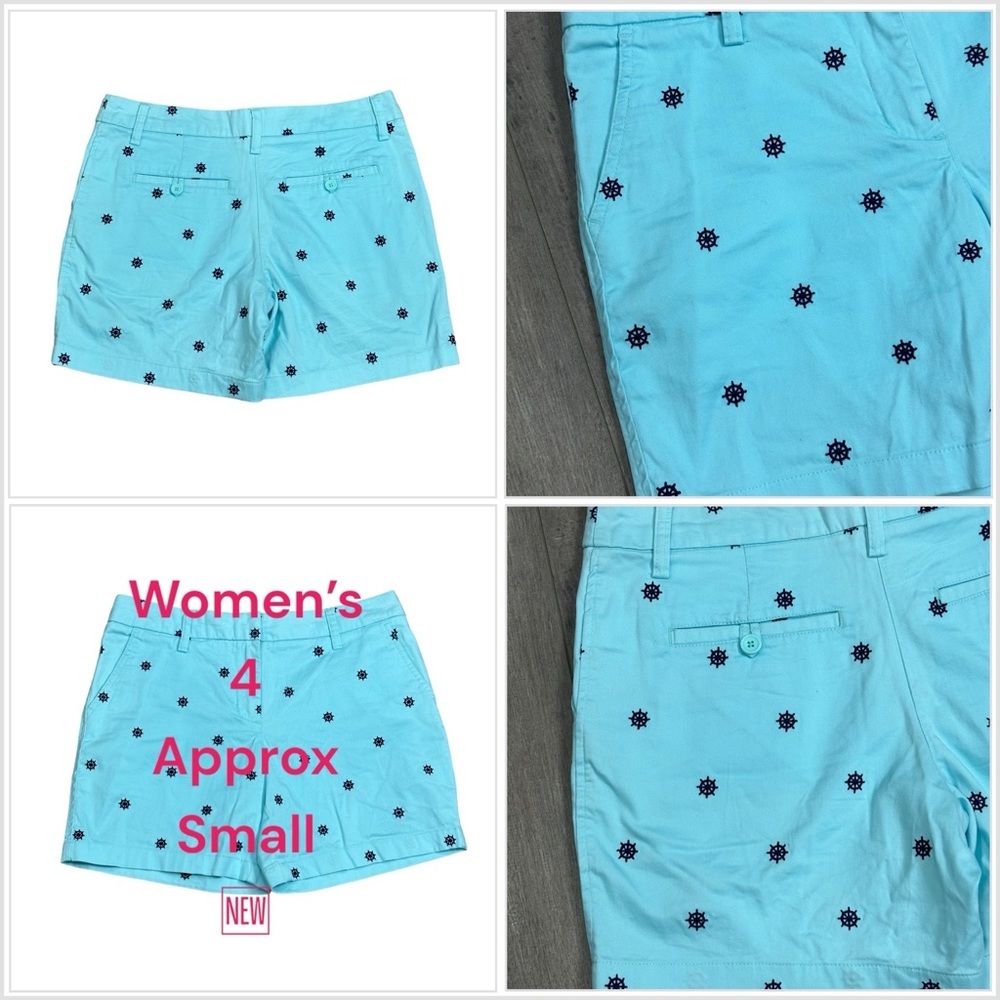 Women's Cambridge Dry Goods 4 Small Chino Khakis Shorts Teal Boating Nautical